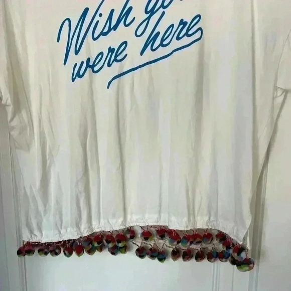Ban.do "Wish you were here" Pom Pom Tee T-Shirt size L - Picture 6 of 9